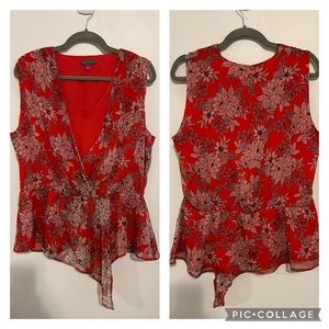 Vince Camuto red floral tank top, size L
